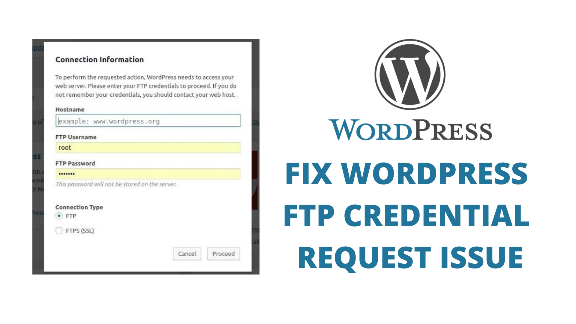 Fix wodpress FTP Credential Request issue